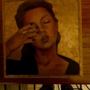 Art on wood gold foil and paint
